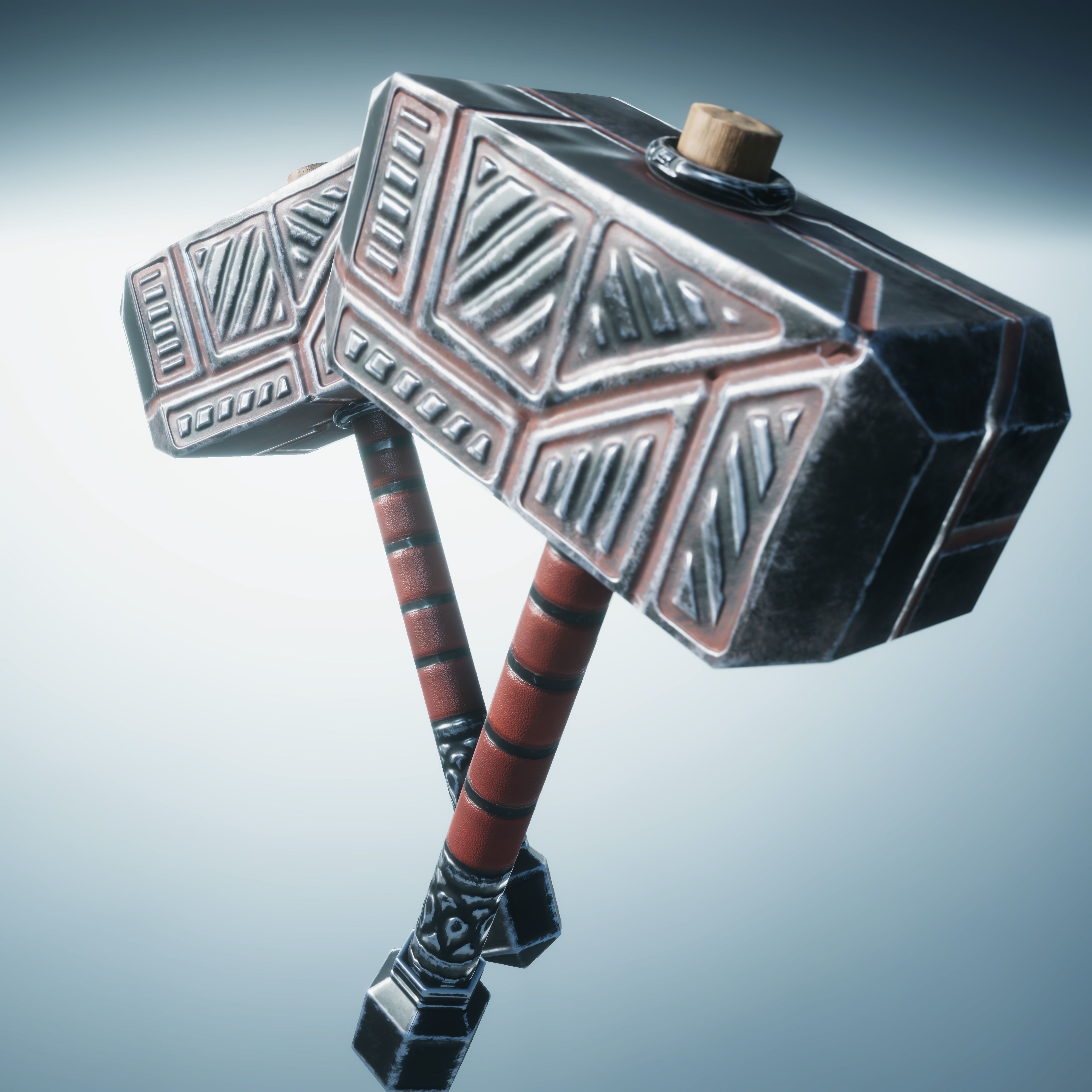 Hammer thor Low-poly 3D model_2