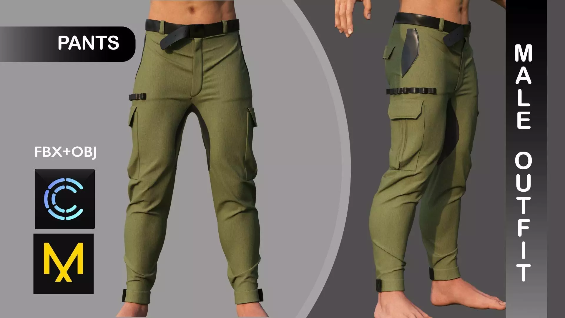 Male Pants Man Outfit Marvelous Designer 3D model_0