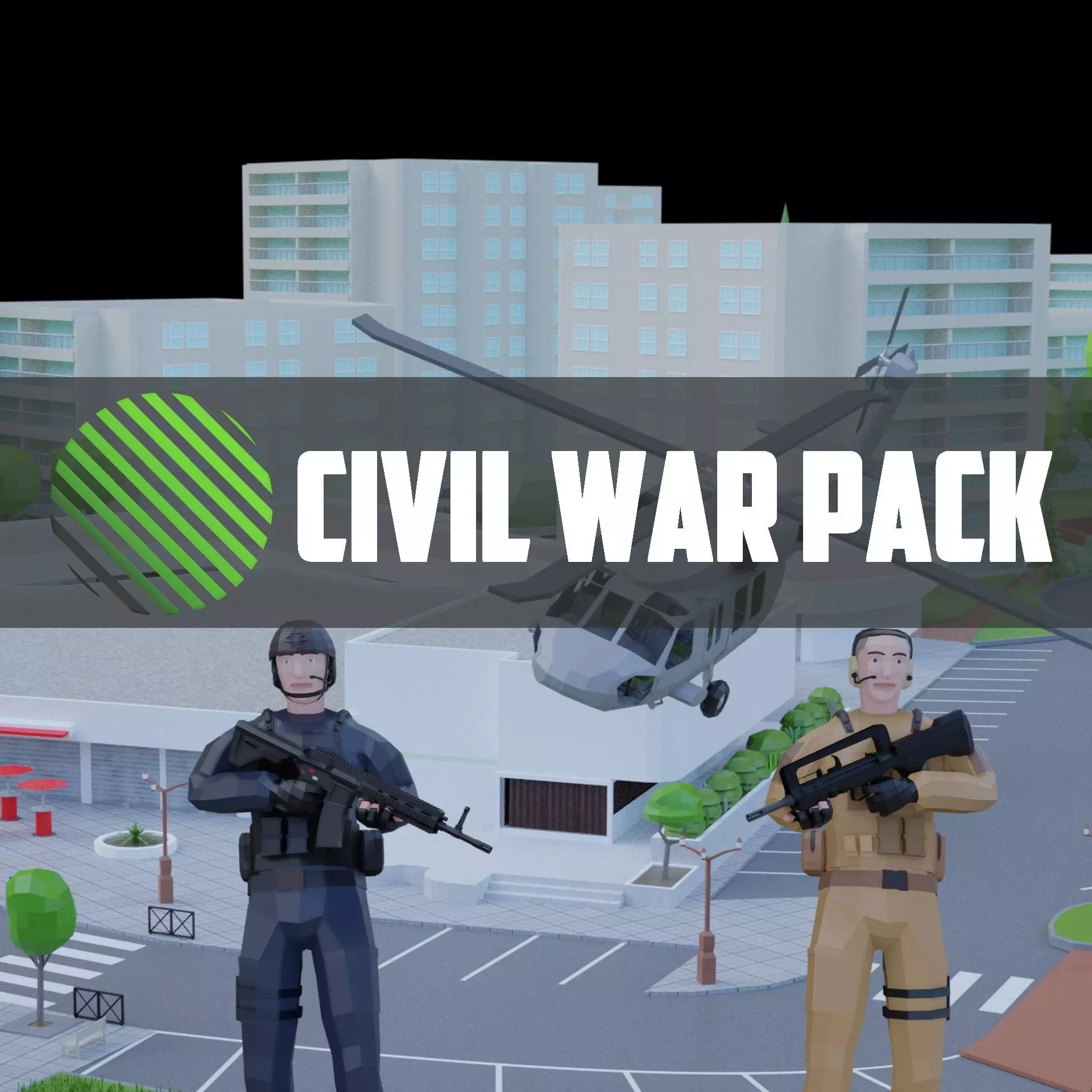 complete pack civil war low poly Low-poly 3D model_0
