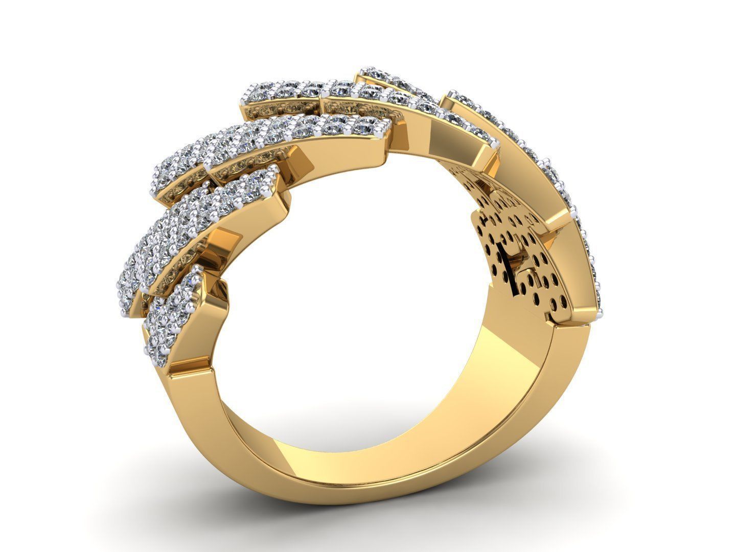 Cuban Gents Gold Ring 3D print model_3