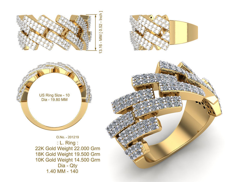 Cuban Gents Gold Ring 3D print model_6