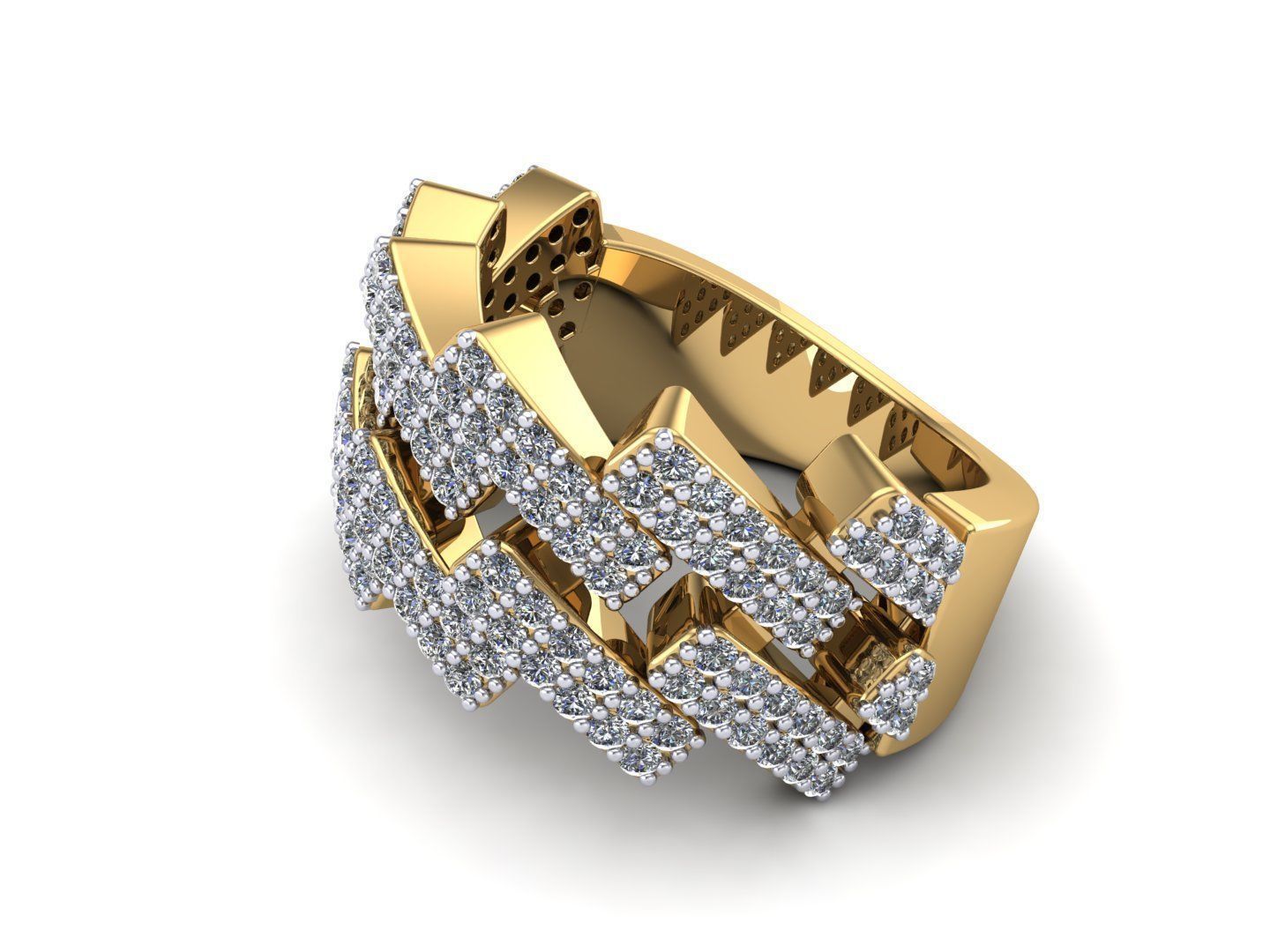 Cuban Gents Gold Ring 3D print model_5