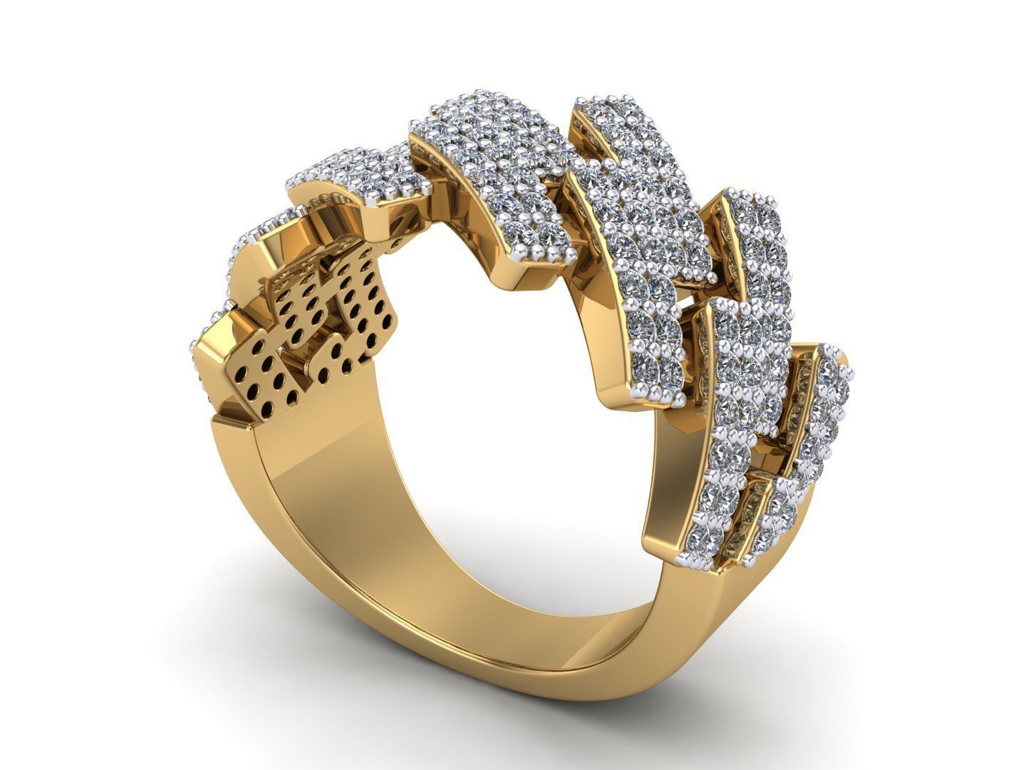 Cuban Gents Gold Ring 3D print model_1