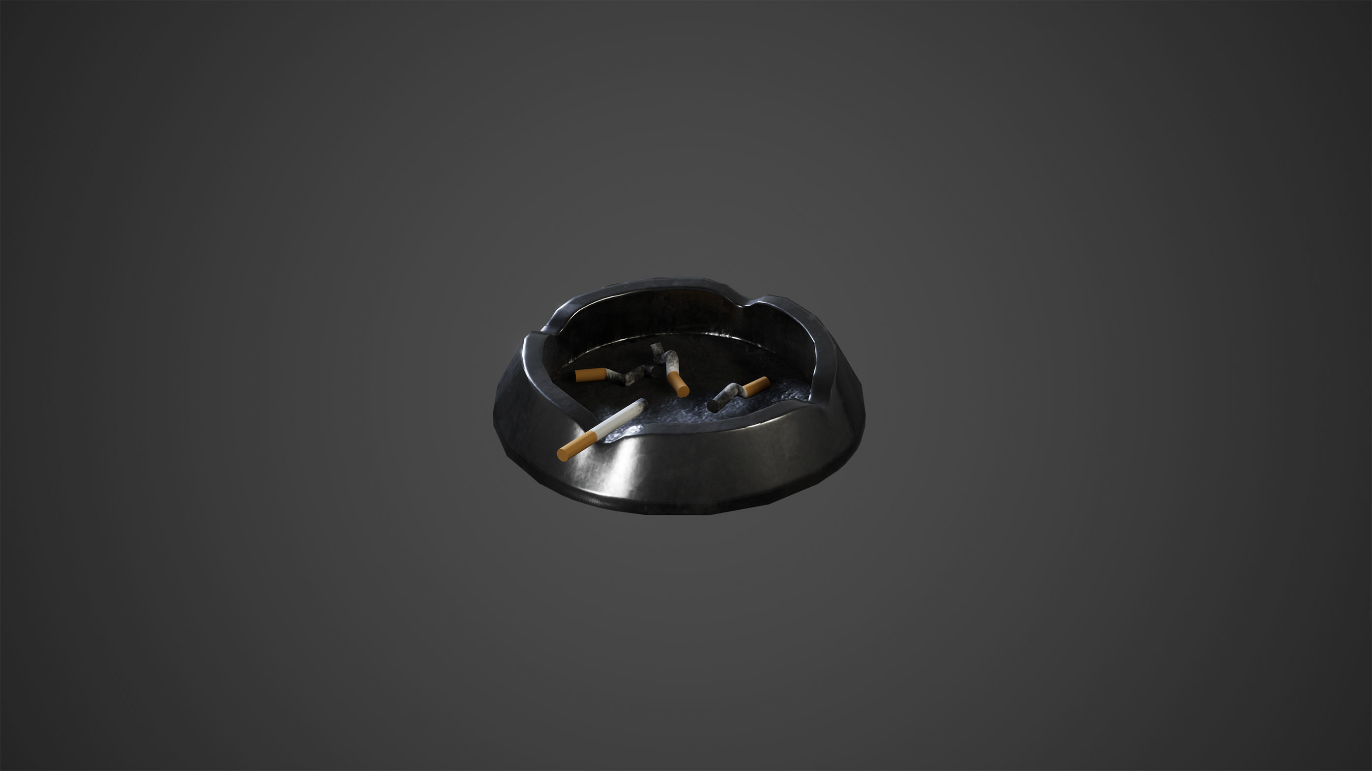 Ashtray Cigarettes Low Poly Game Ready Low-poly 3D model_3