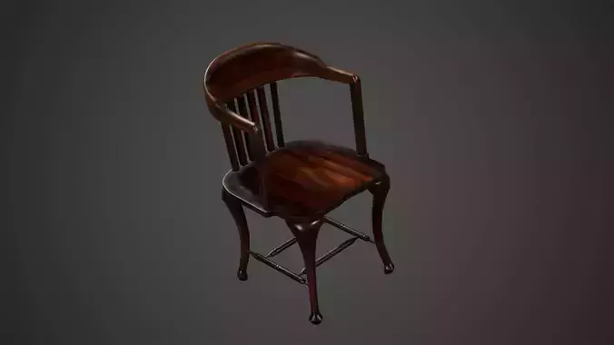 Modern Classic Wood Chair Low Poly  Game Ready