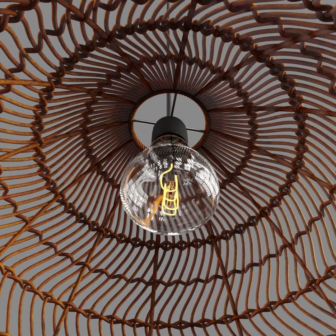 Rattan pendant light 3D model_1