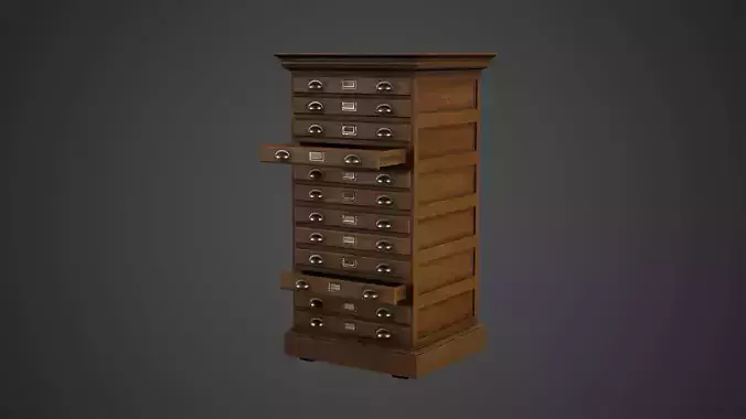 File Cabinet Drawer Low Poly Game Ready Low-poly 3D model