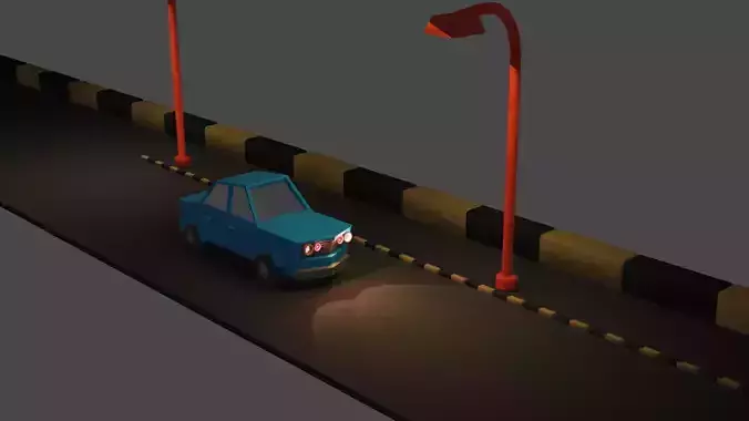 Low poly car street
