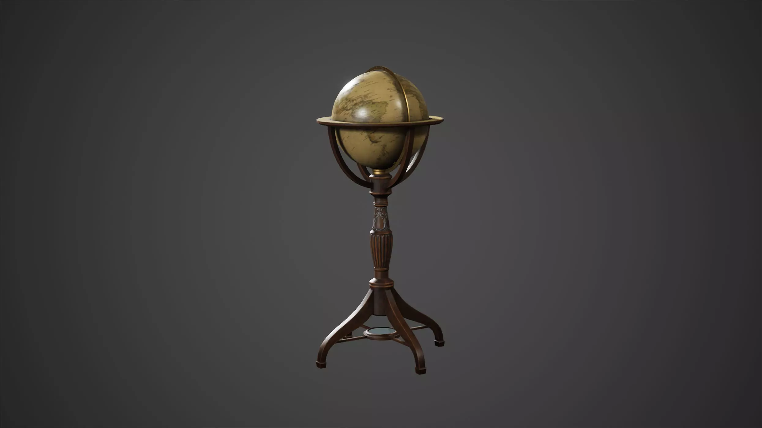 Antique Old Globe Low Poly Game Ready Low-poly 3D model_0