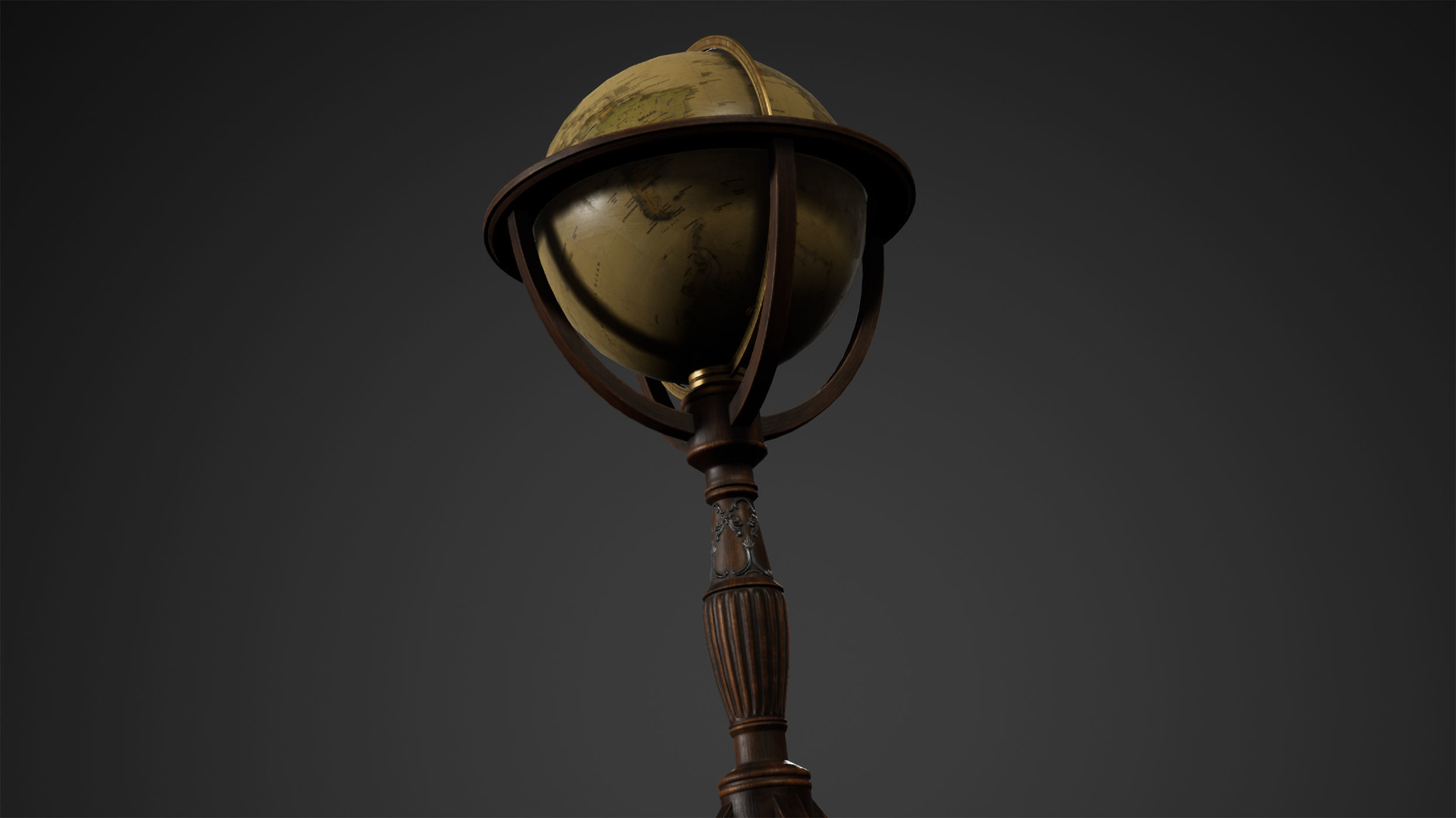 Antique Old Globe Low Poly Game Ready Low-poly 3D model_1