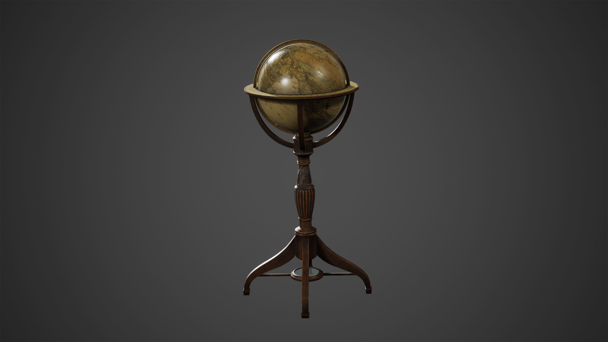 Antique Old Globe Low Poly Game Ready Low-poly 3D model_2
