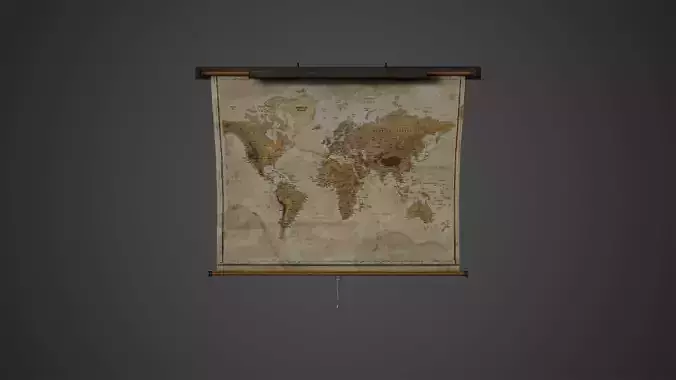 Old World Map Low Poly Game Ready