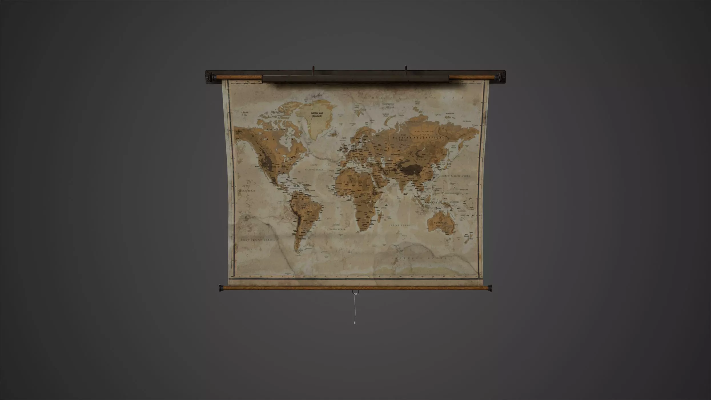 Old World Map Low Poly Game Ready Low-poly 3D model