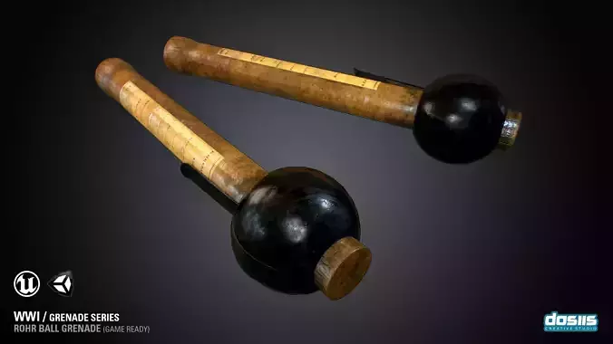 Rohr Ball Grenade - WWI Grenade Series Low-poly 3D model