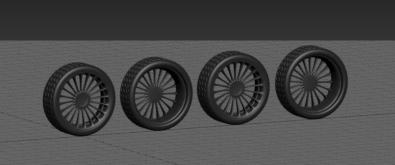 wheels set of motorcycle 3D model