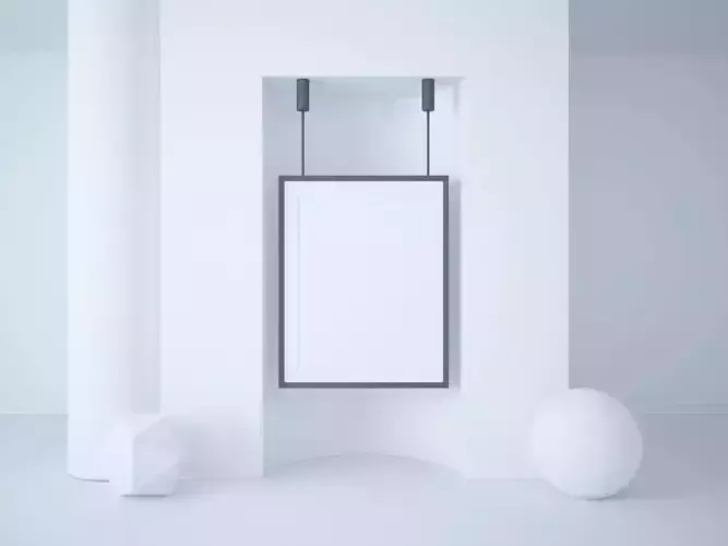 poster scene with abstract shapes interior