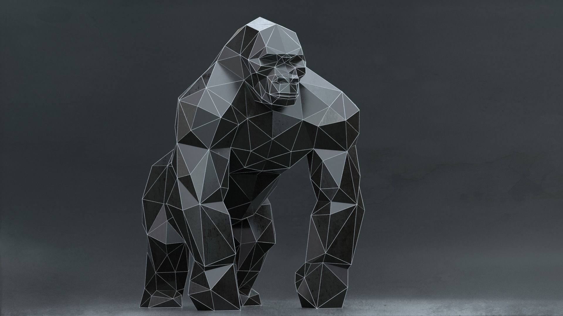 Low Poly Gorilla Low-poly 3D model_4
