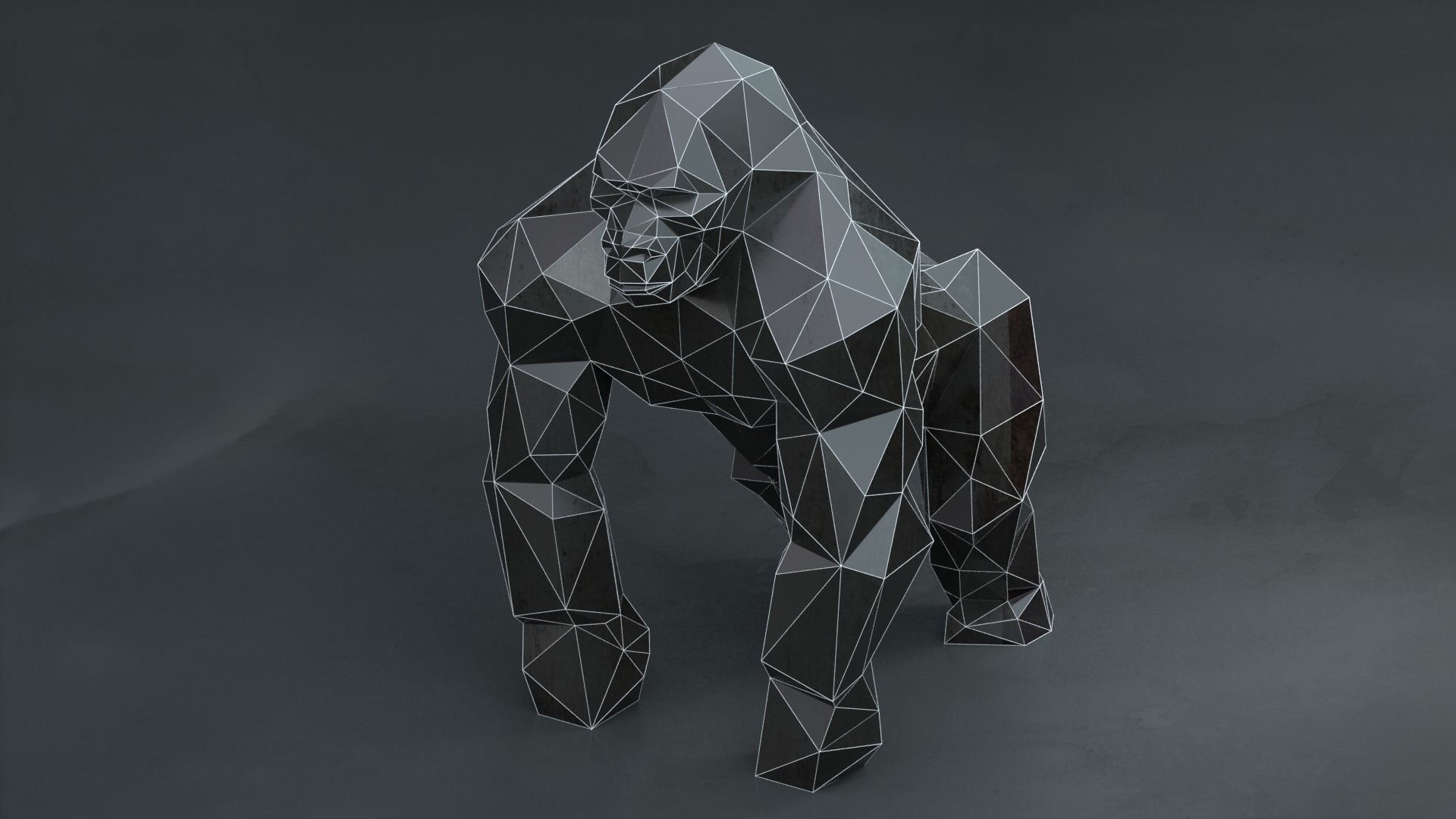 Low Poly Gorilla Low-poly 3D model_8