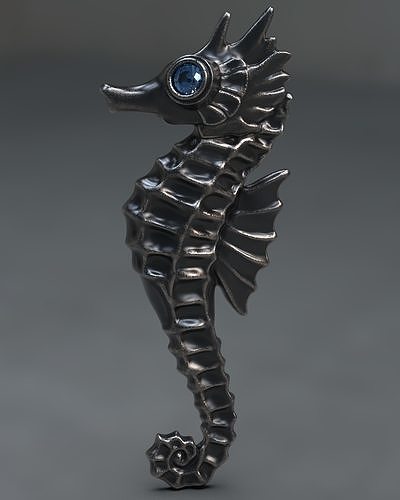 Seahorse brooch 3D print model