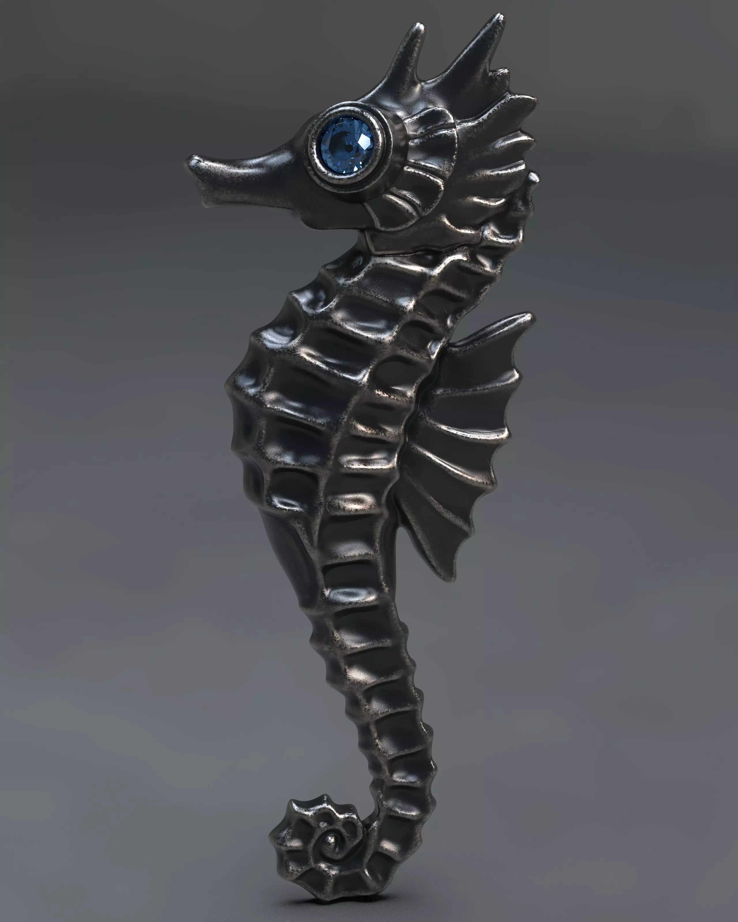 Seahorse brooch 3D print model
