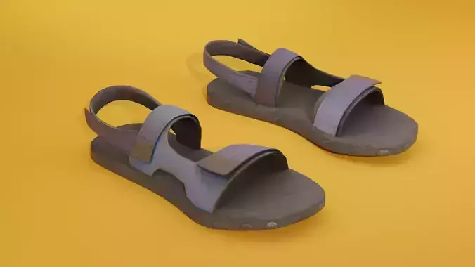 Old blue Sandals lowpoly with PBR Low-poly 3D model