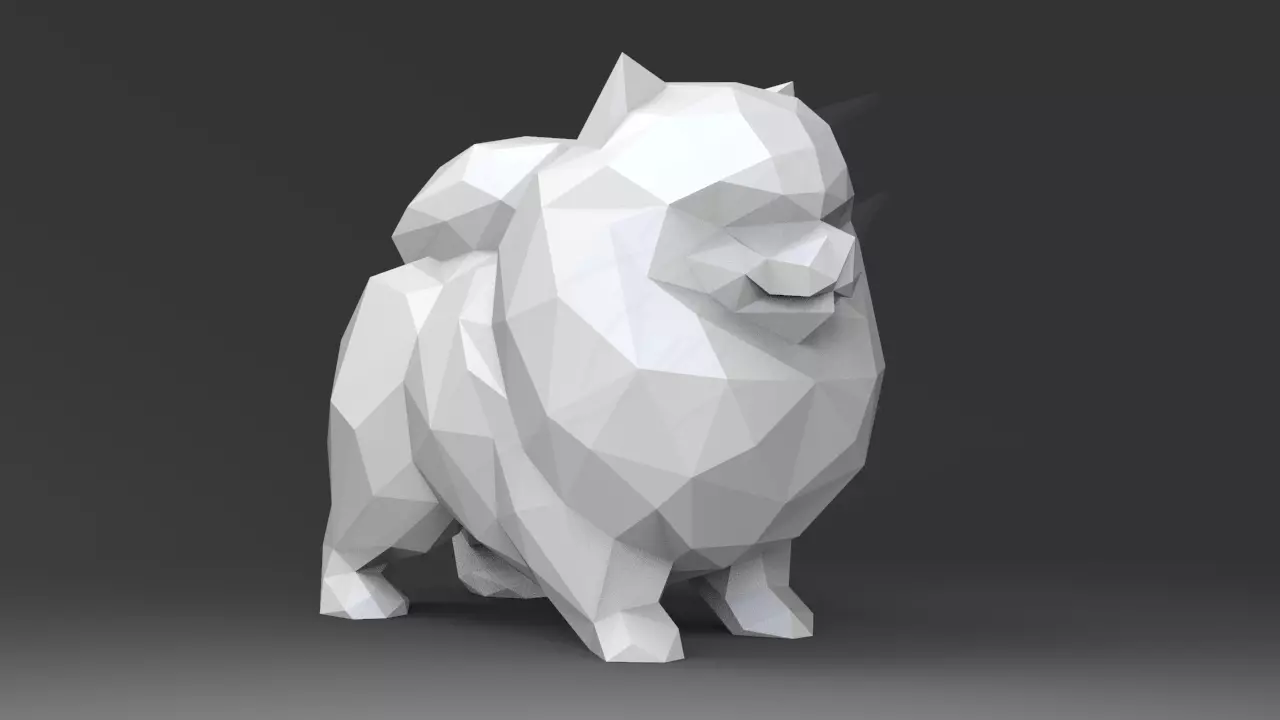 Low Poly Pomeranian STL for 3D print model_0