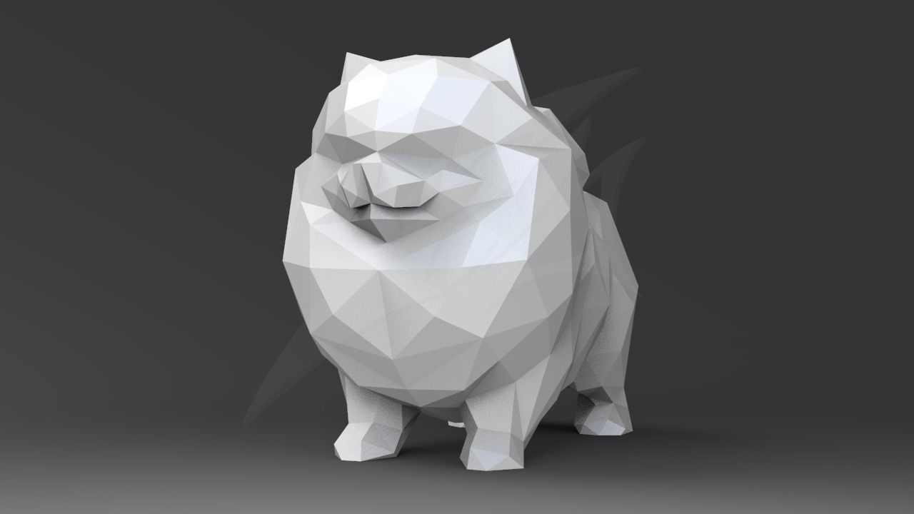 Low Poly Pomeranian STL for 3D print model_2