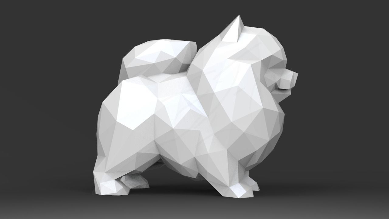 Low Poly Pomeranian STL for 3D print model_1