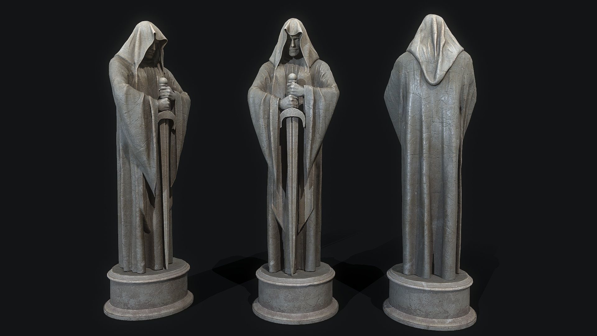 Guard Statue Low-poly 3D model_1