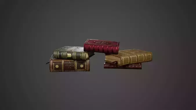 Old Books Low Poly Game Ready