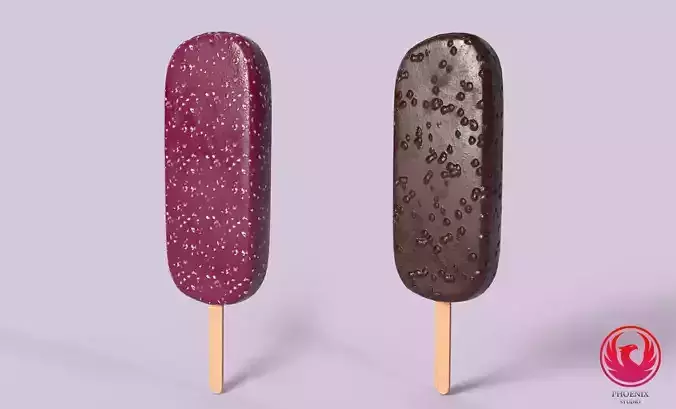 IceCream 3D Model two ice creams on popsicle stick
