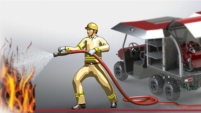 Firefighter 3D Character Free low-poly 3D model