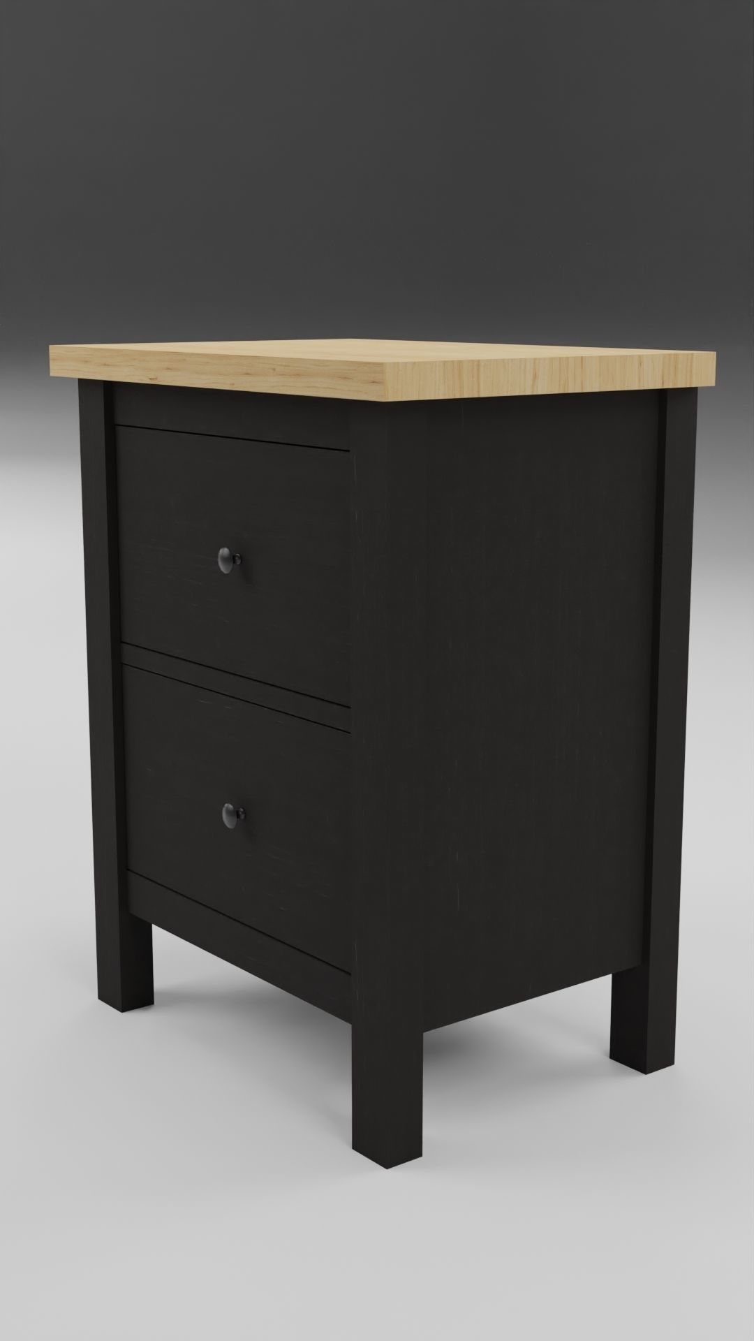 Chest of 2 drawers Low-poly 3D model_3