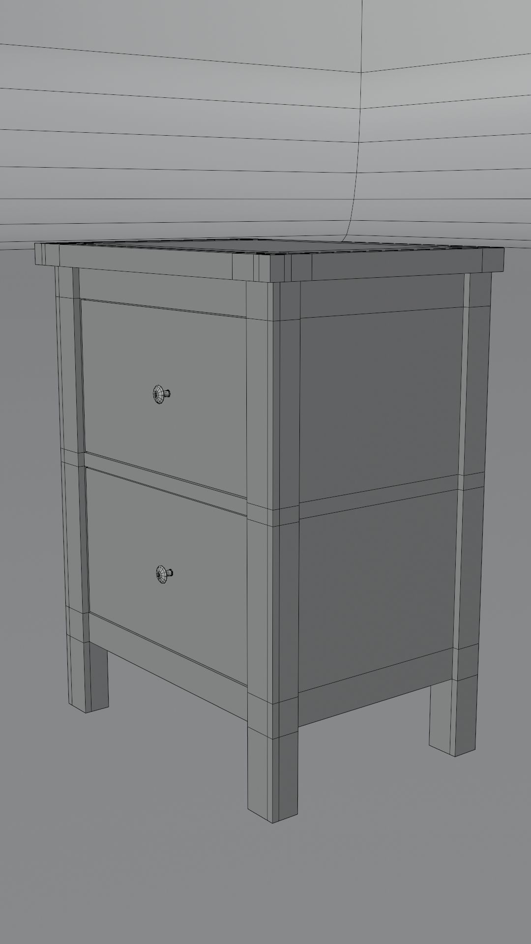 Chest of 2 drawers Low-poly 3D model_13