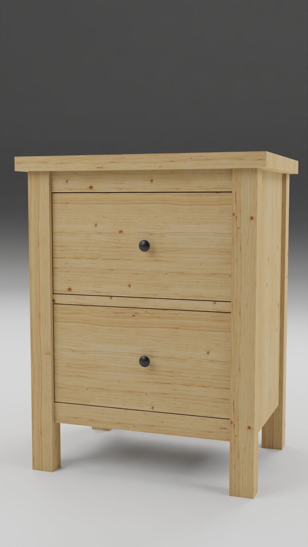 Chest of 2 drawers Low-poly 3D model_5