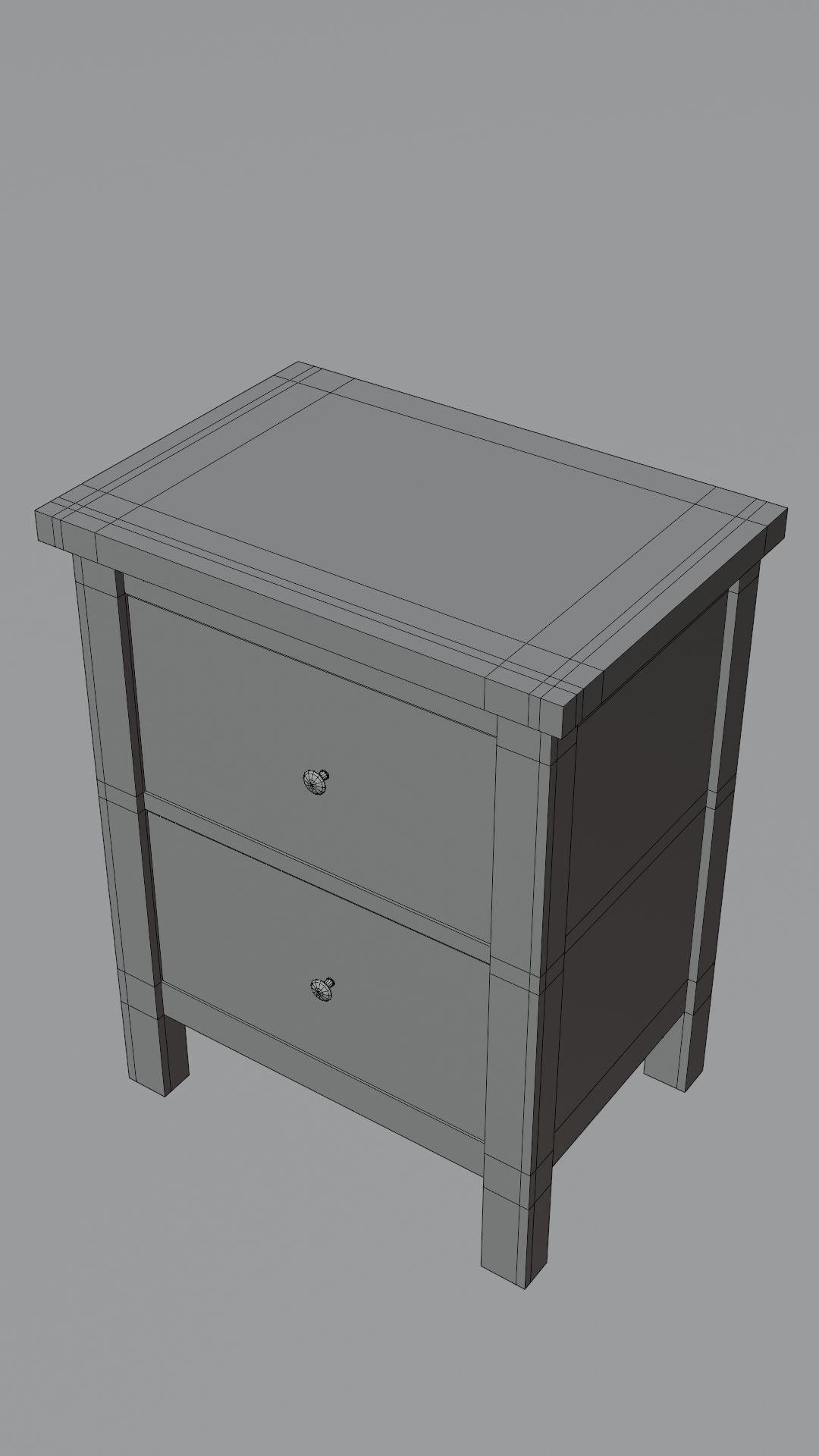 Chest of 2 drawers Low-poly 3D model_14