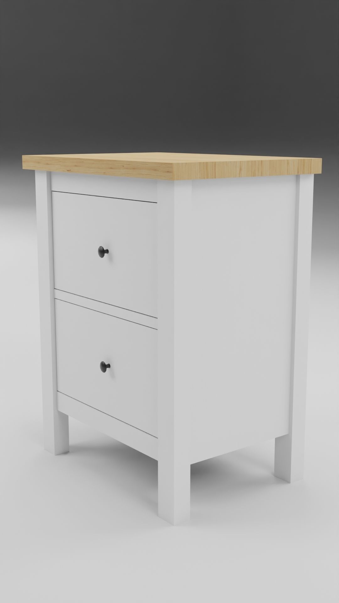 Chest of 2 drawers Low-poly 3D model_2