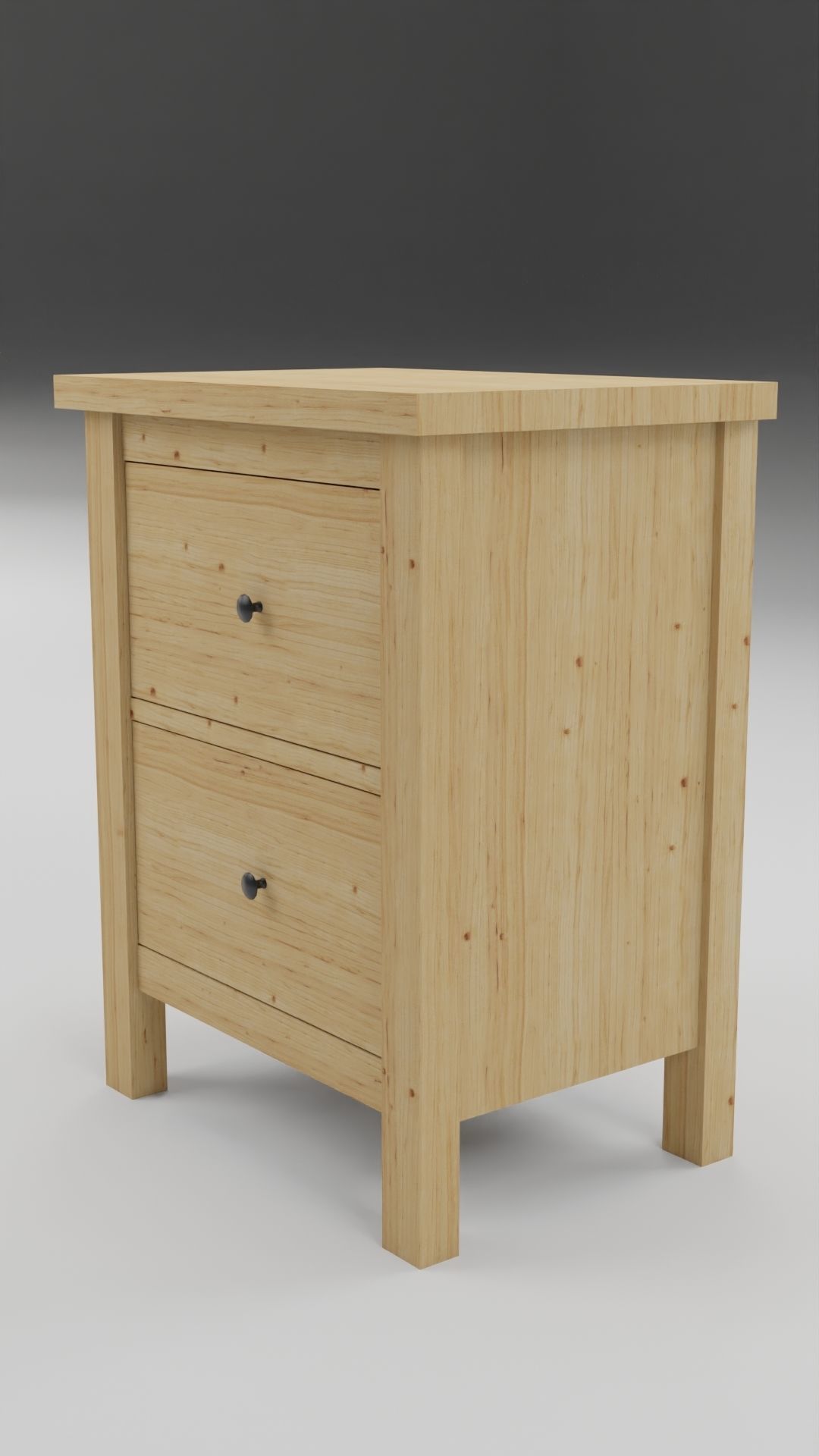 Chest of 2 drawers Low-poly 3D model_1