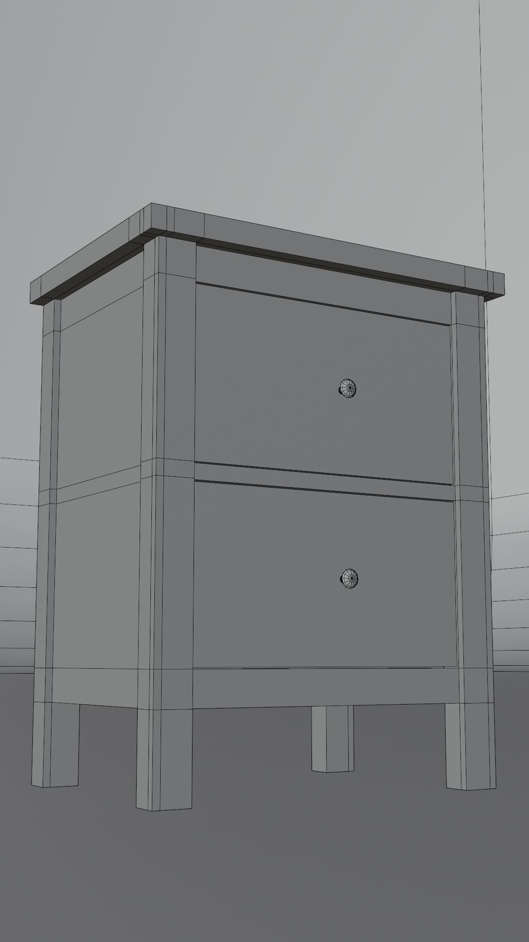 Chest of 2 drawers Low-poly 3D model_16