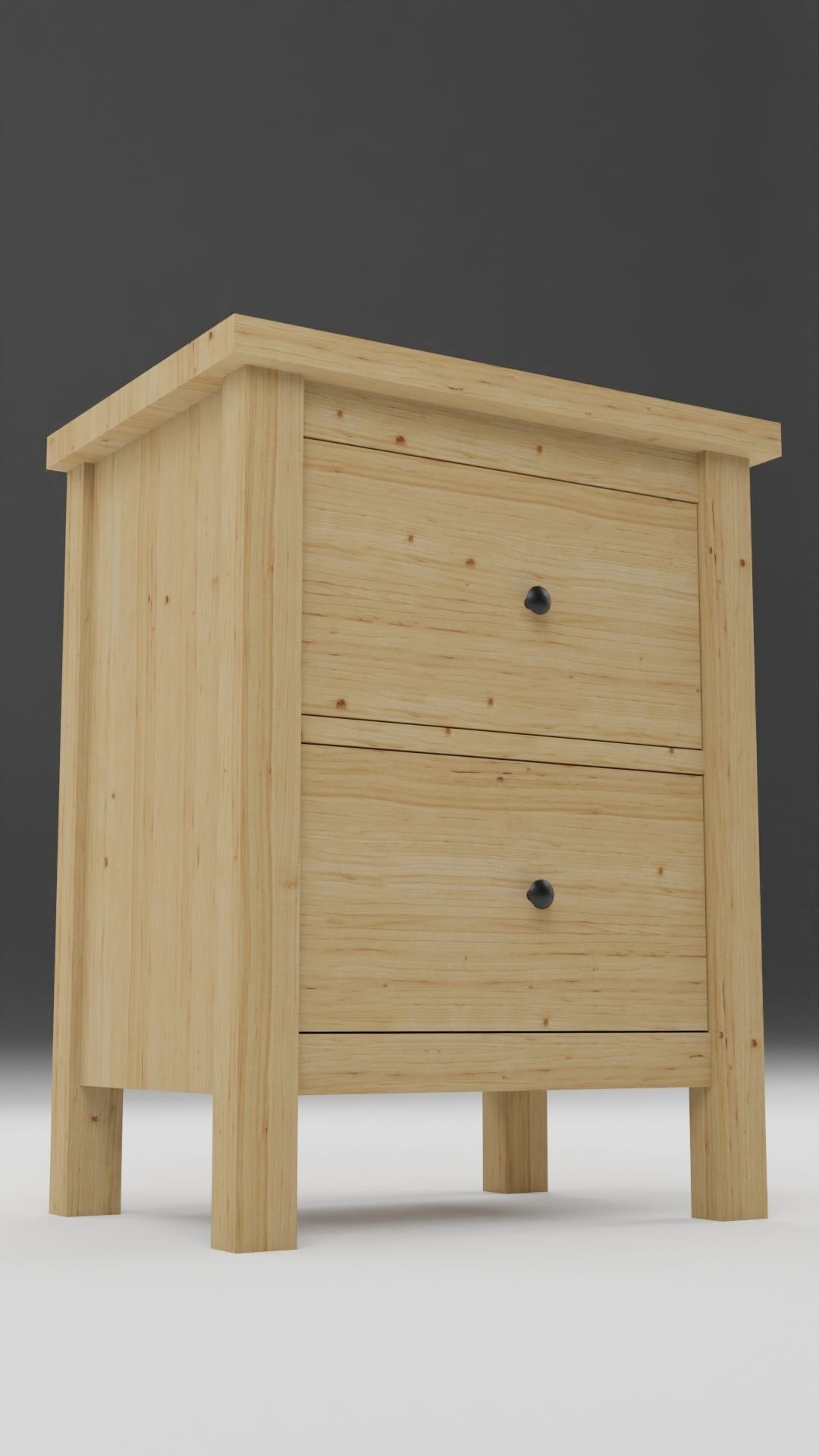 Chest of 2 drawers Low-poly 3D model_6