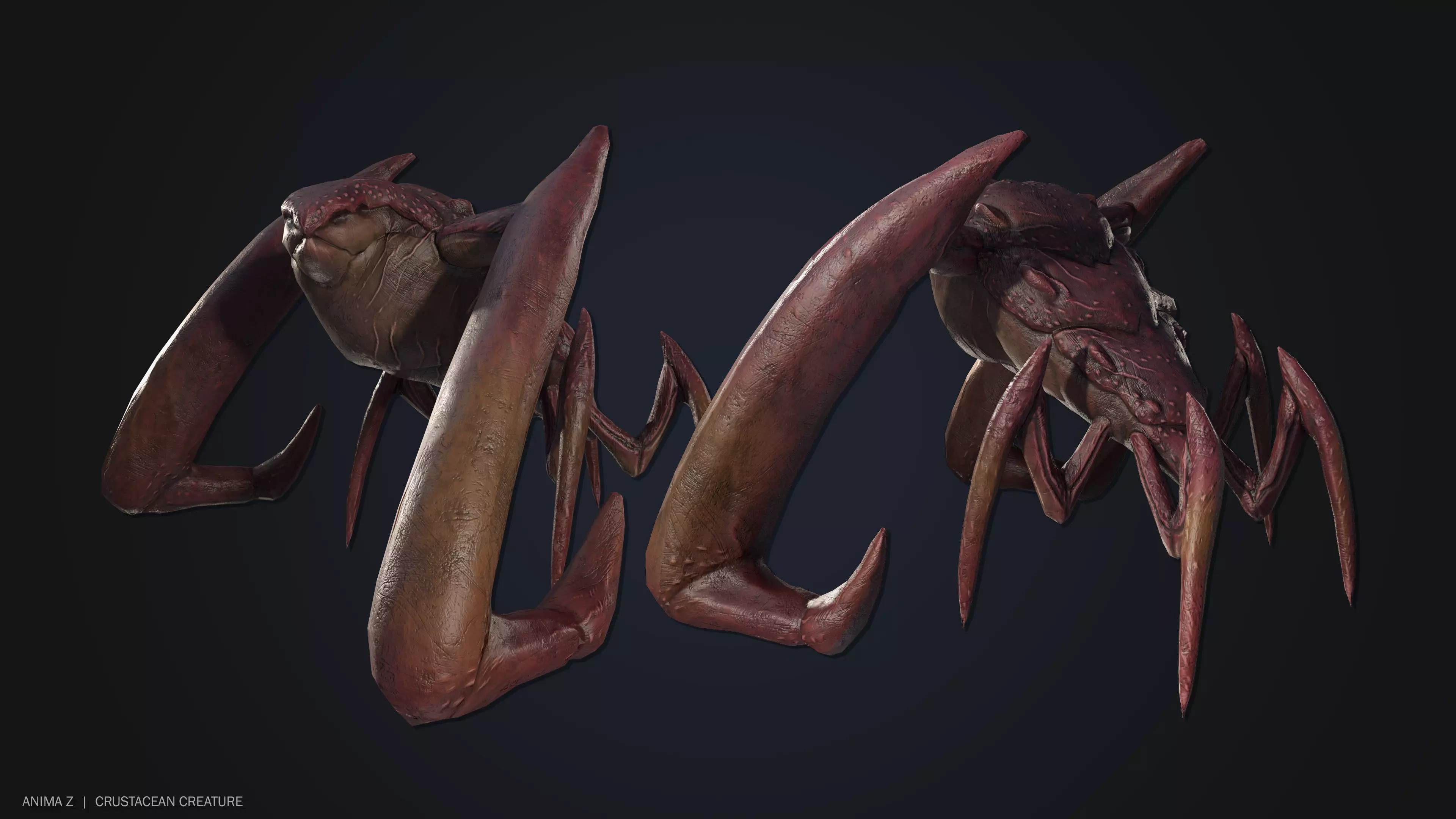 Crustacean creature Low-poly 3D model_0