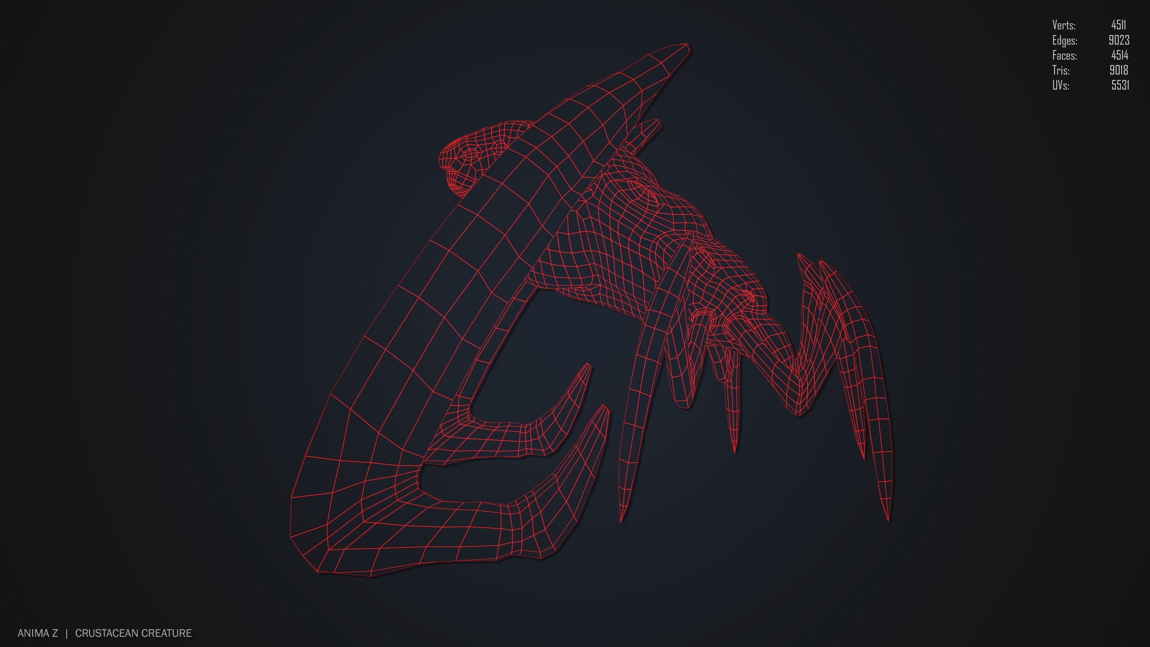 Crustacean creature Low-poly 3D model_14
