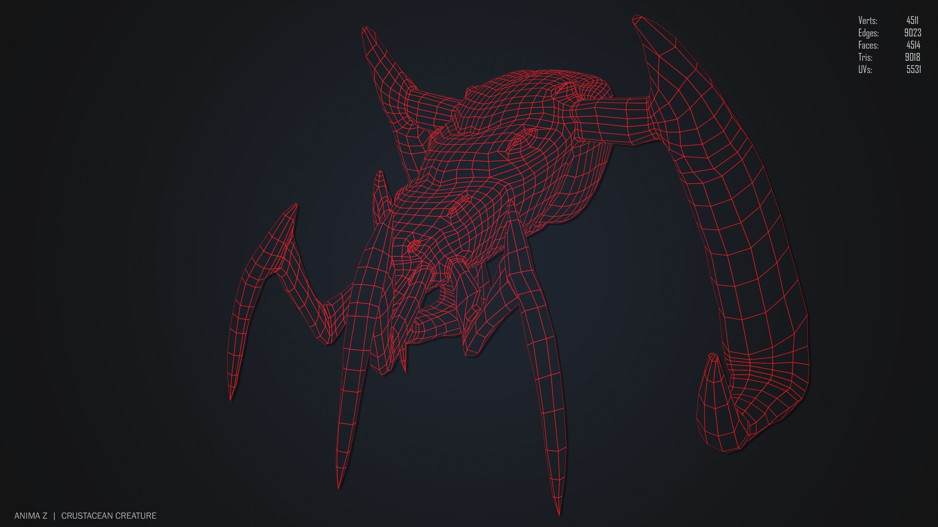 Crustacean creature Low-poly 3D model_12