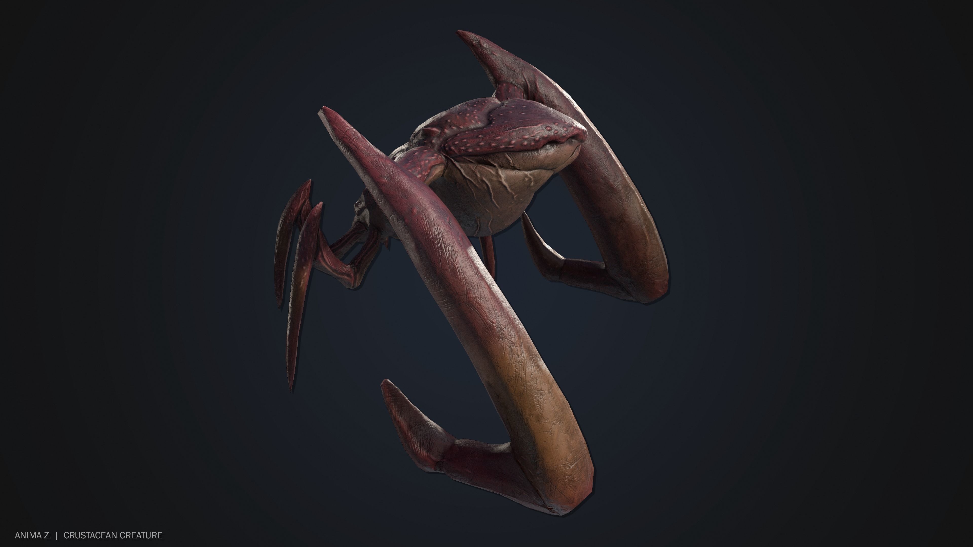 Crustacean creature Low-poly 3D model_1