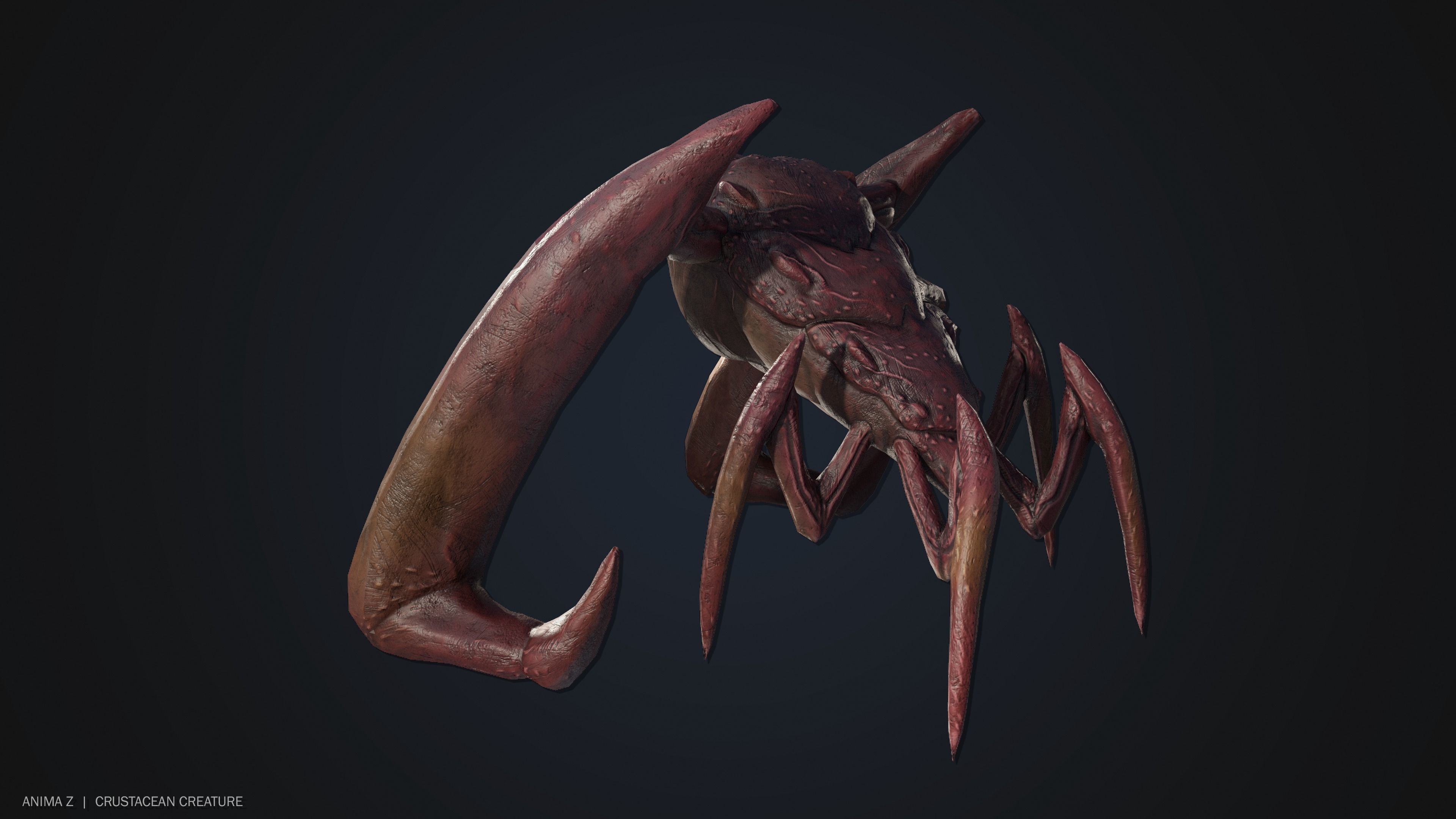 Crustacean creature Low-poly 3D model_5