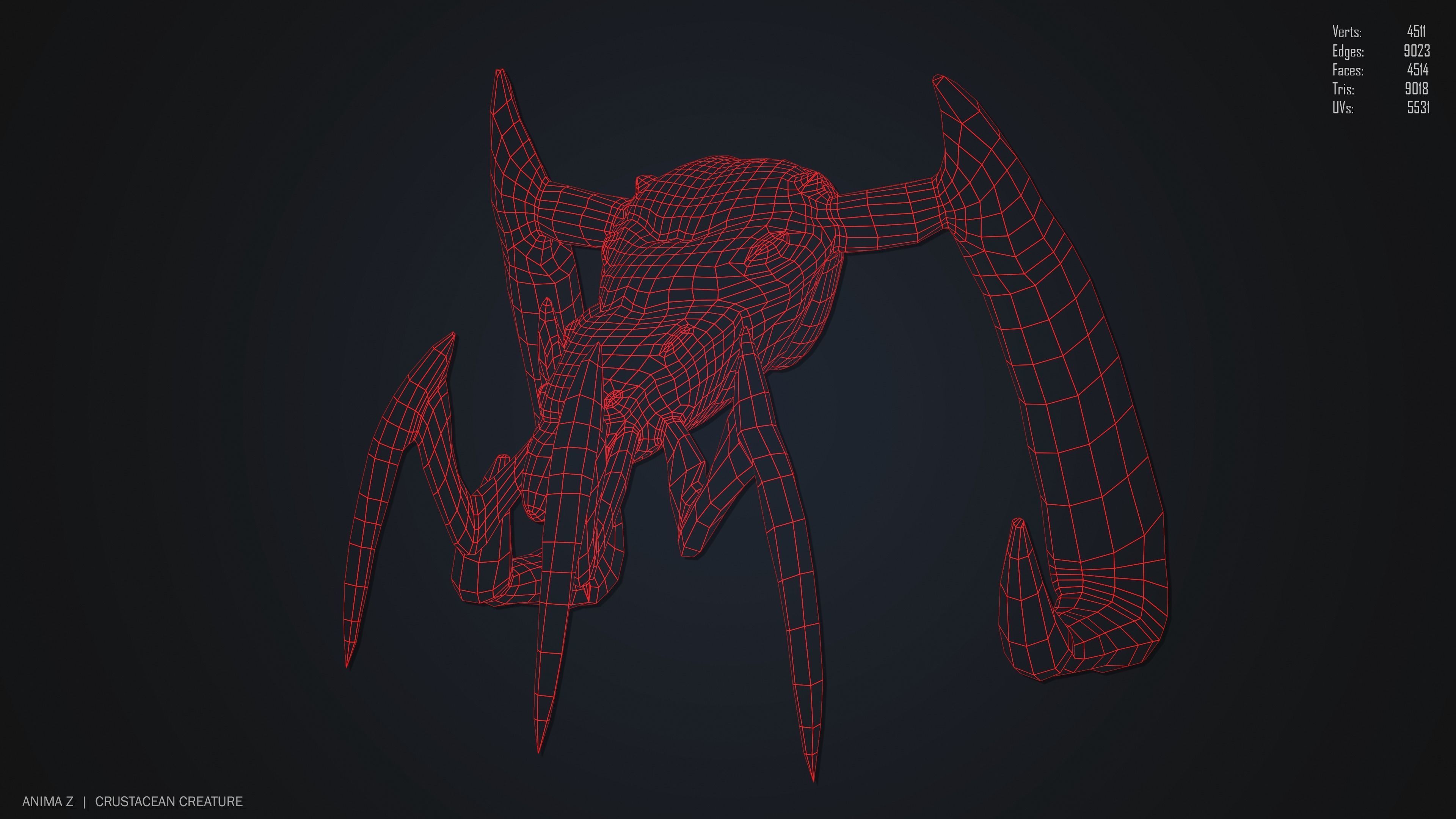 Crustacean creature Low-poly 3D model_15