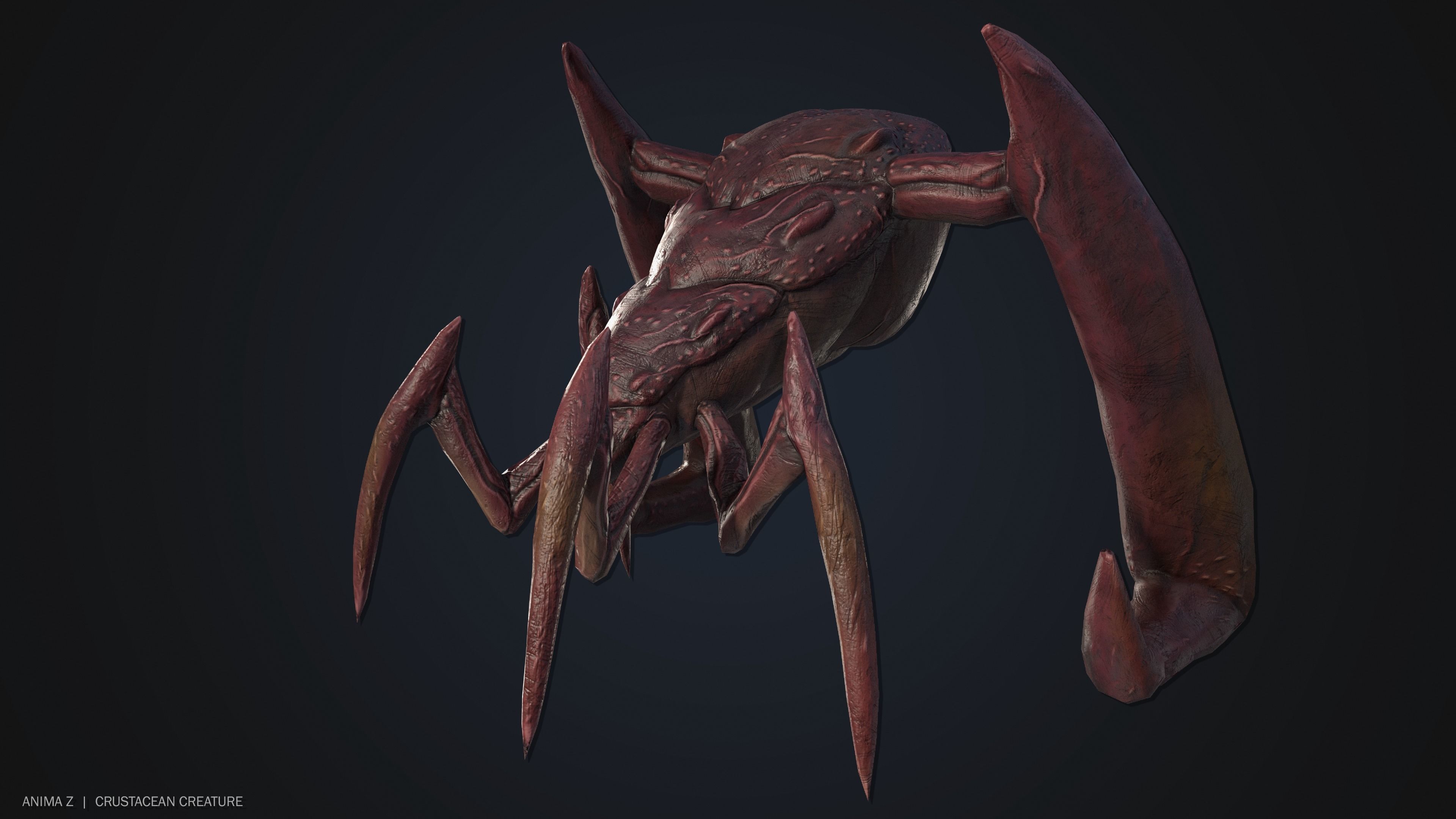 Crustacean creature Low-poly 3D model_6
