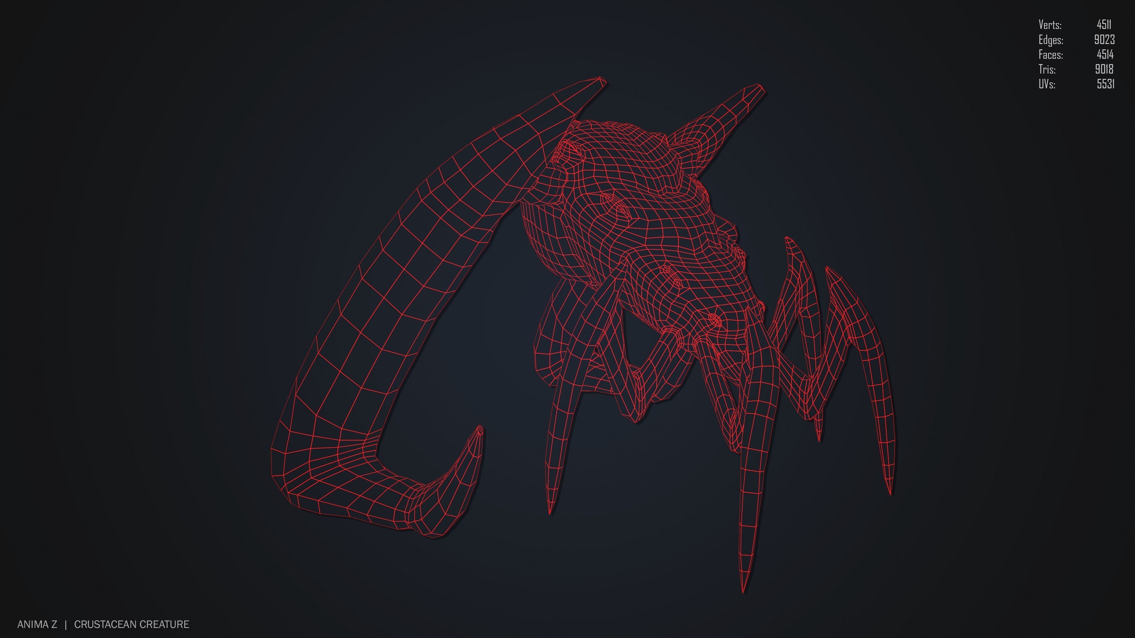 Crustacean creature Low-poly 3D model_11