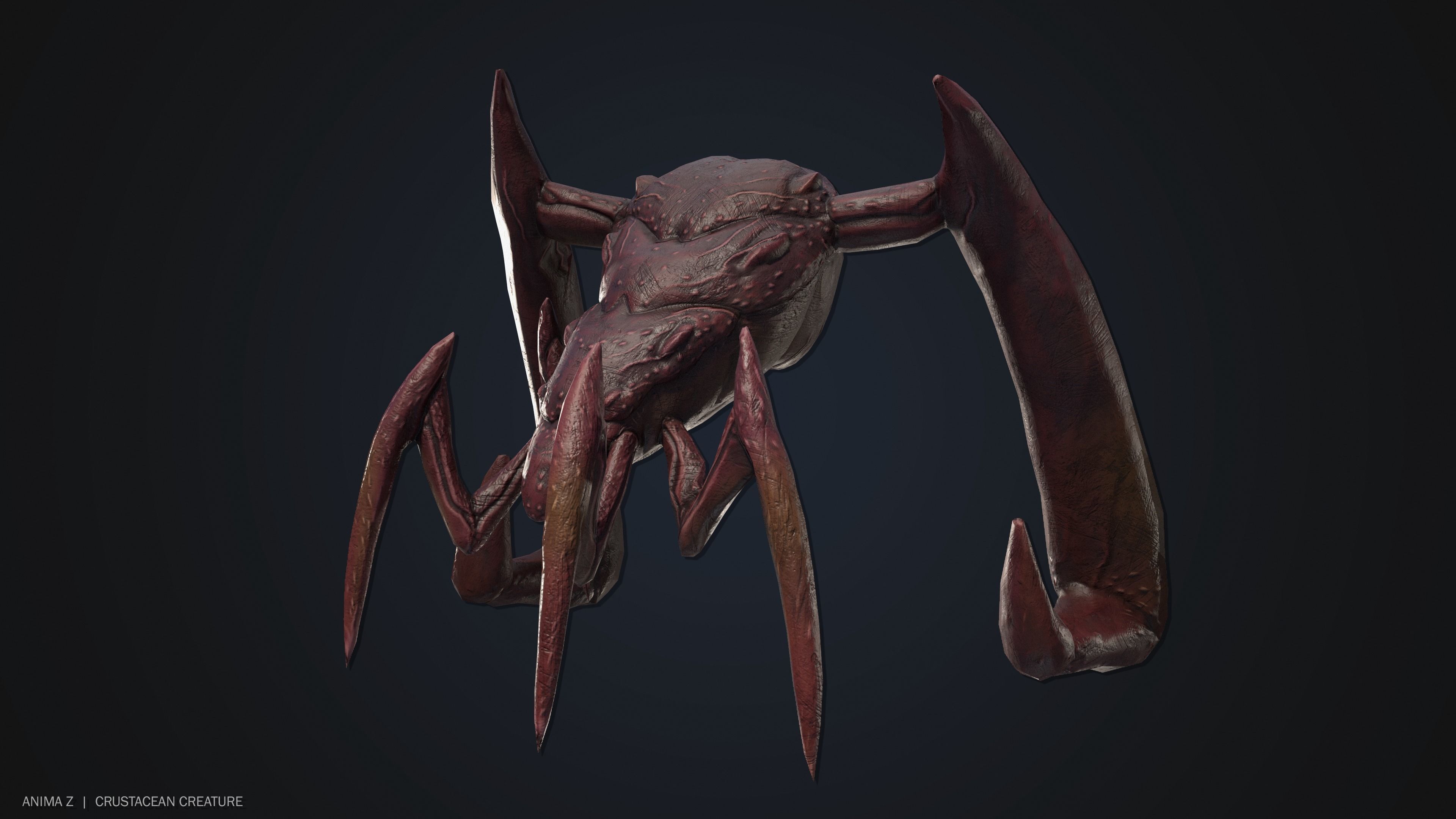Crustacean creature Low-poly 3D model_9