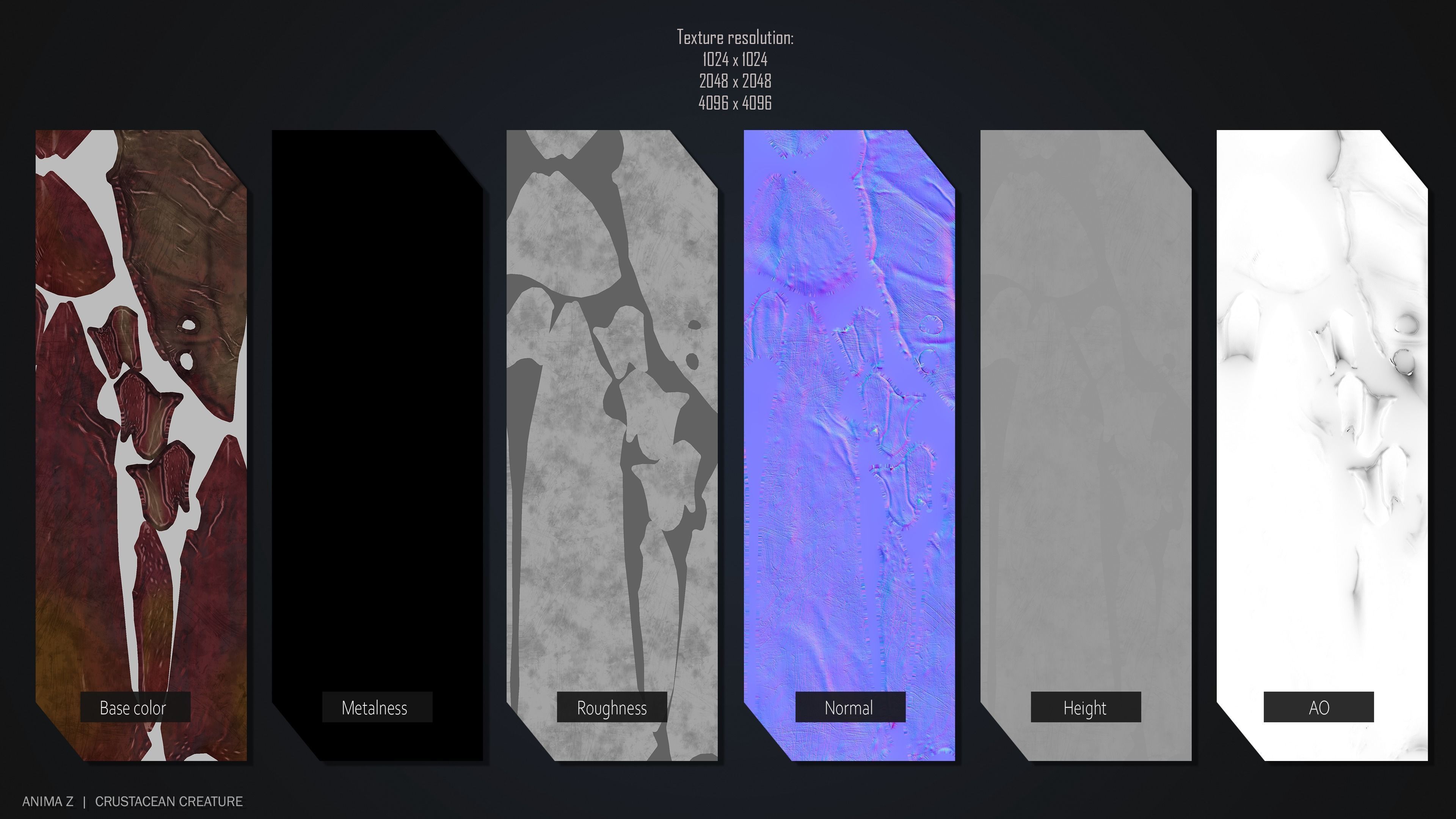 Crustacean creature Low-poly 3D model_3